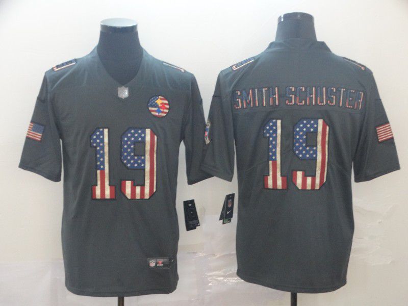 Men Pittsburgh Steelers #19 Smith-schuster Carbon Black Retro USA flag Nike NFL Jerseys